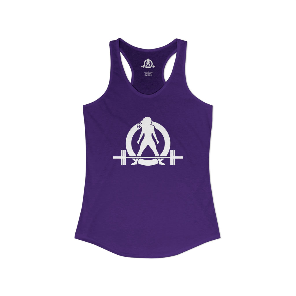 Grandma Lifts - Women's Ideal Racerback Tank - White Logo Front & Back