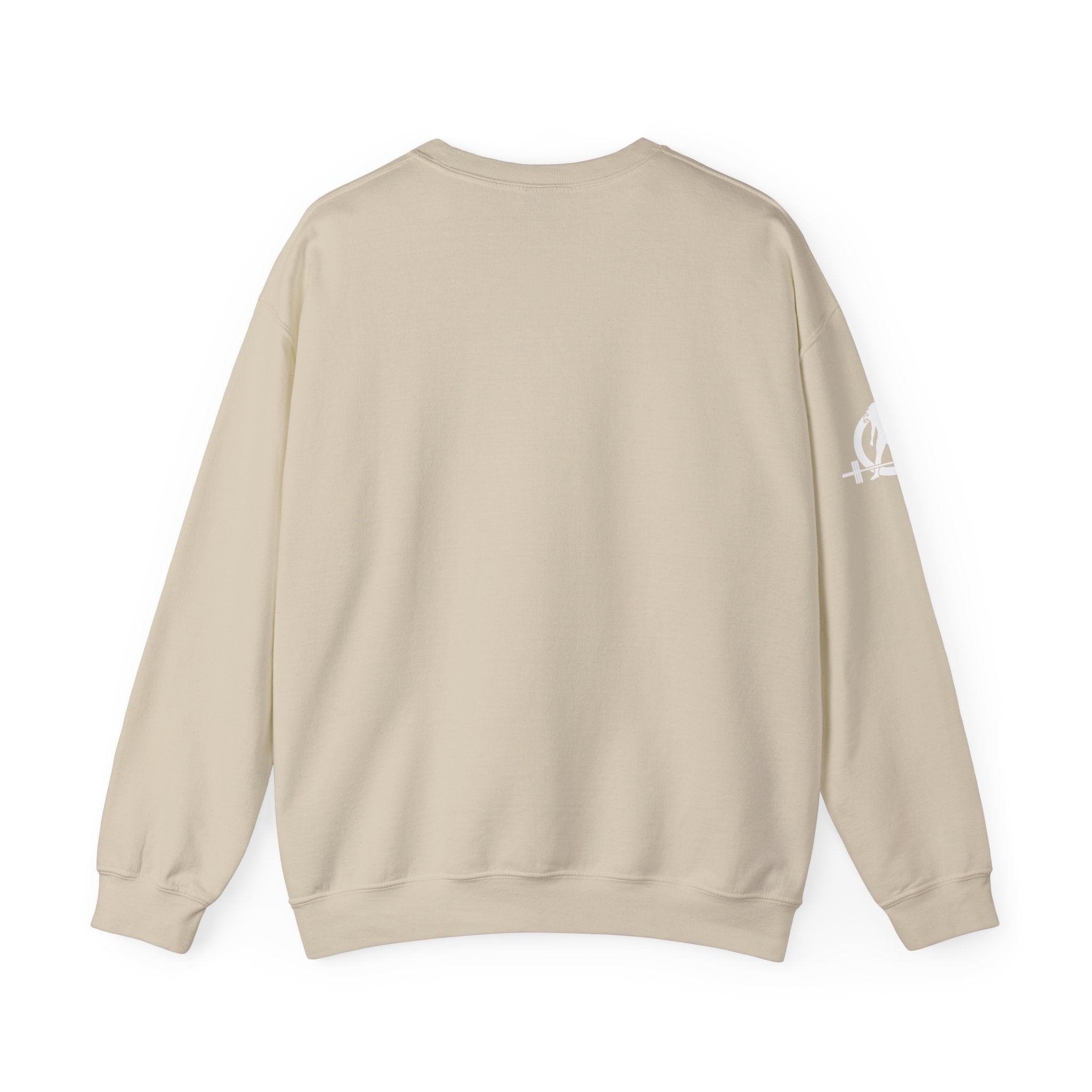 Iron Sharpens Iron - Unisex Heavy Blend™ Crewneck Sweatshirt - Front White Logo - Plain Back