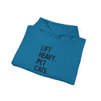Lift Heavy Pet Cats – Unisex Heavy Blend™ Hooded Sweatshirt (Black Logo) 🏋️‍♂️🐱