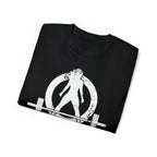 Unisex Ultra Cotton Tee - Distressed White Logo - Plain Back