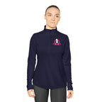 Ladies Quarter-Zip Pullover - Black Distressed Logo