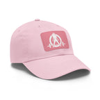 Distressed - Dad Hat with Leather Patch (Rectangle) - White Font