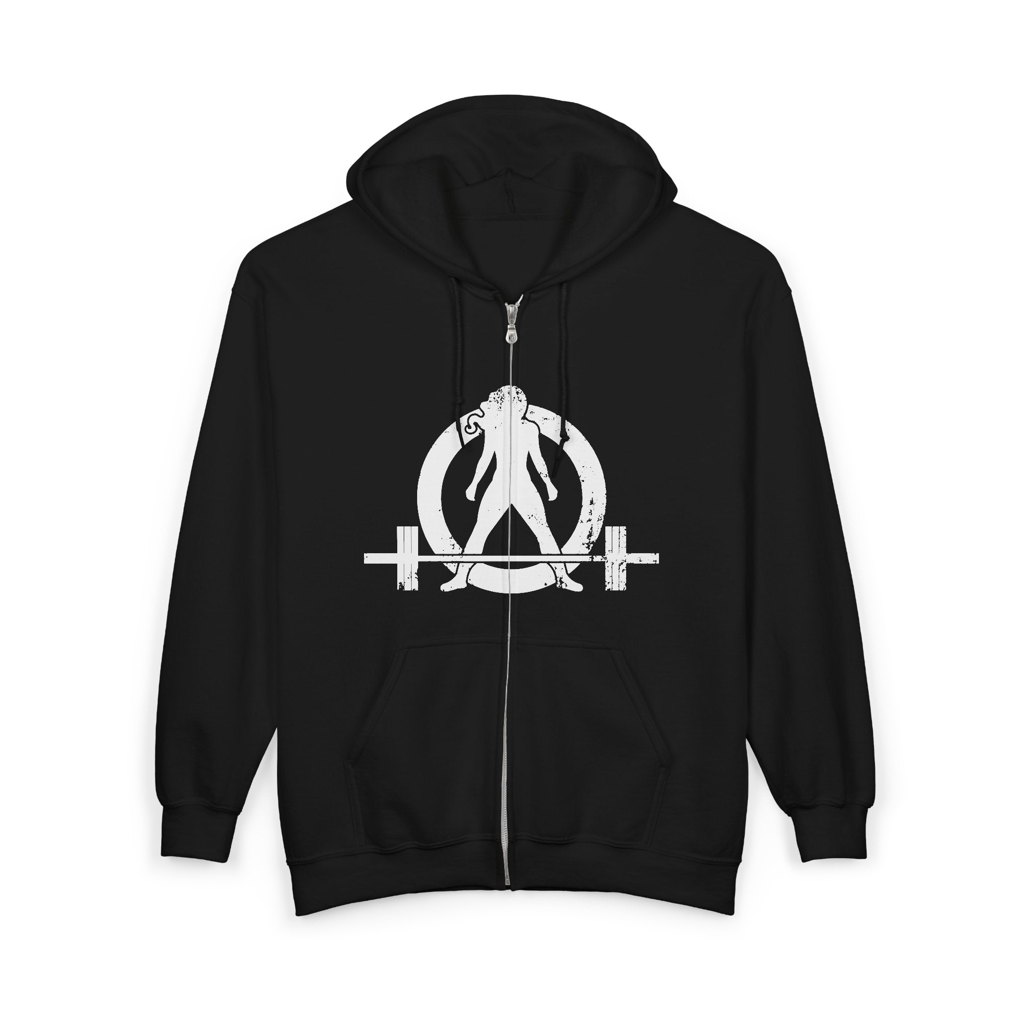 Unisex Heavy Blend™ Full Zip Hooded Sweatshirt – Distressed White Logo 🤍⚡