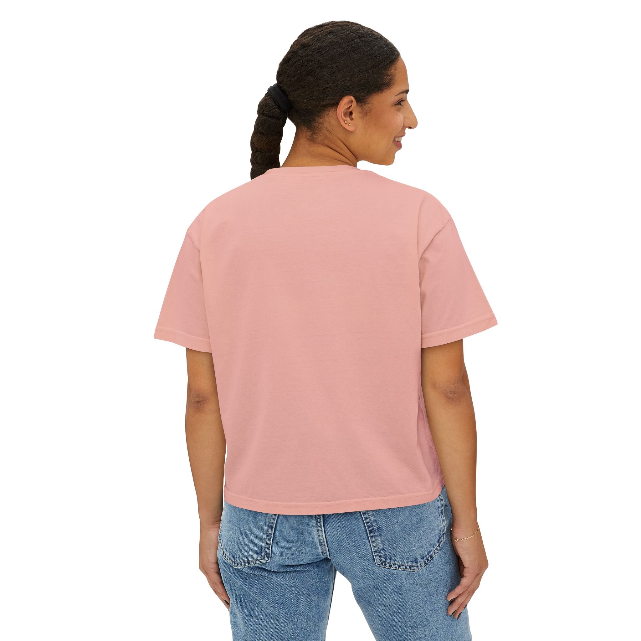 Coffee & Barbells - Women's Boxy Tee - Black Logo Front Plain Back