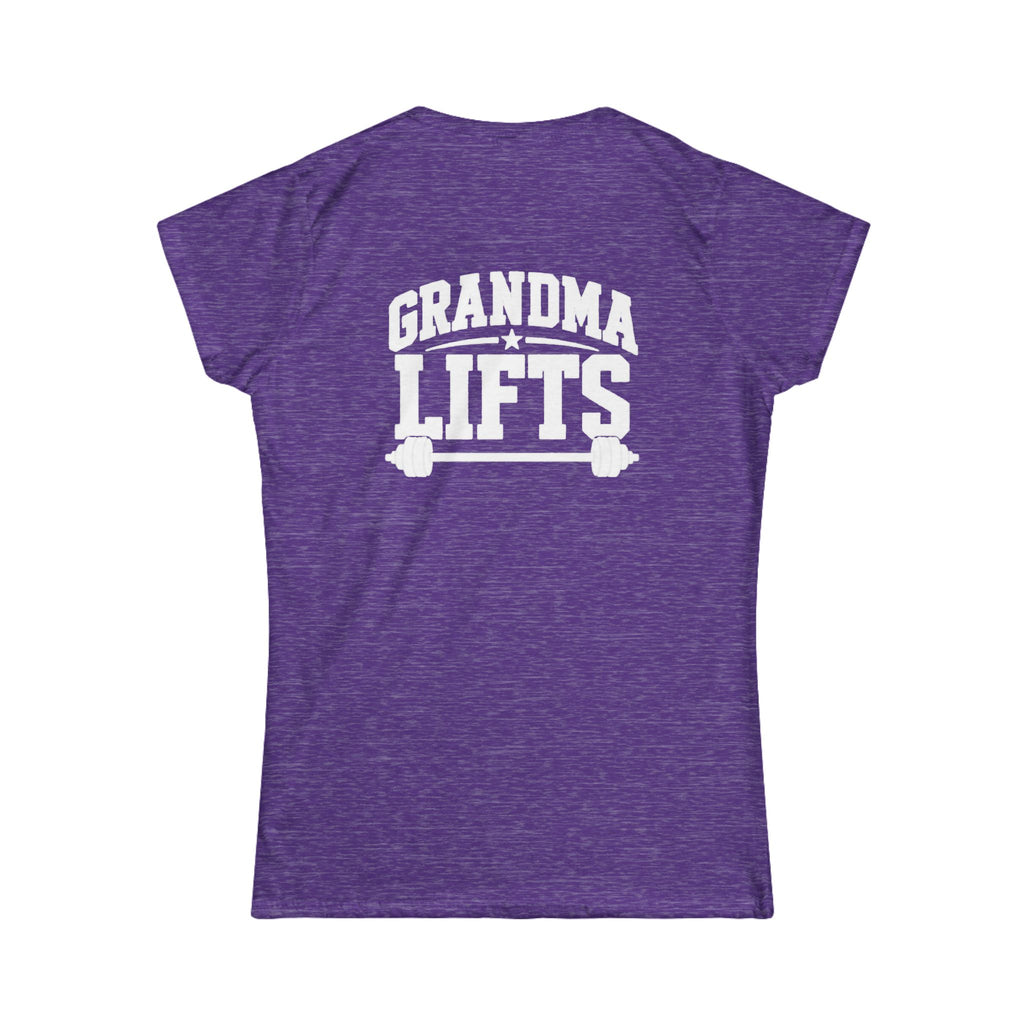Grandma Lifts - Women's Softstyle Tee - White Logo Front & Back