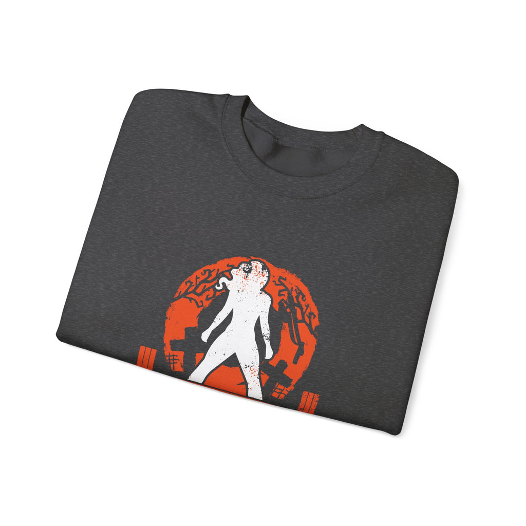 Halloween Graveyard - Unisex Heavy Blend™ Crewneck Sweatshirt - White Logo on Front