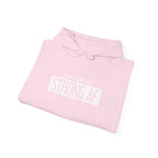 Goal Weight Strong AF - Unisex Heavy Blend Hooded Sweatshirt  - White Logo Front & Right Arm