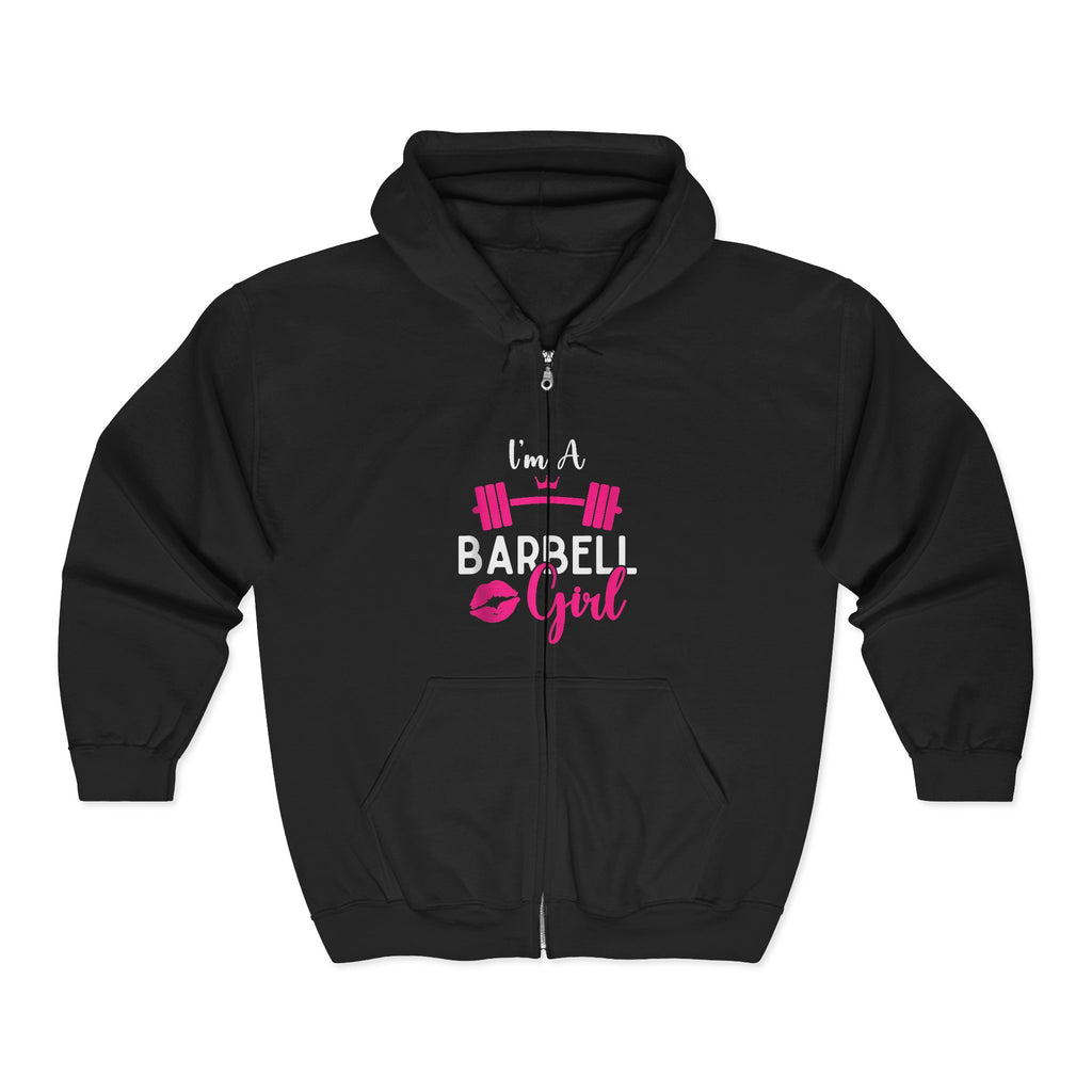 I'm a Barbell Girl - Unisex Heavy Blend™ Full Zip Hooded Sweatshirt – Front Logo