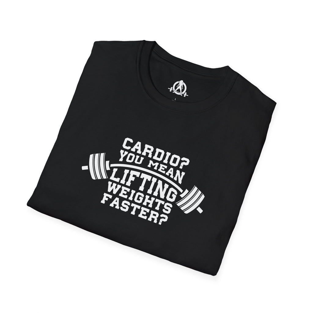 Cardio? Lift Weights Faster - Unisex Softstyle T-Shirt - Front Logo