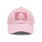 Distressed - Dad Hat with Leather Patch (Rectangle) - White Font