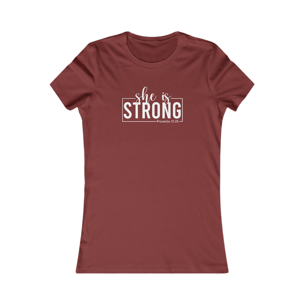 She is STRONG - Women's Favorite Tee - White Logo - Plain Back