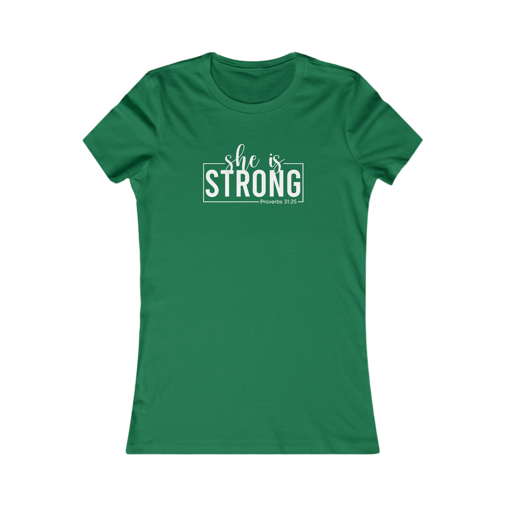 She is STRONG - Women's Favorite Tee - White Logo - Plain Back