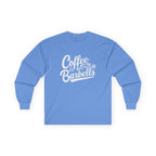 Coffee & Barbells - Unisex Ultra Cotton Long Sleeve Tee - White Front Logo Plain Back