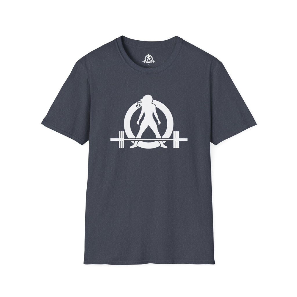 Grandma Lifts -  Unisex Softstyle T-Shirt — White Logo Front & Back