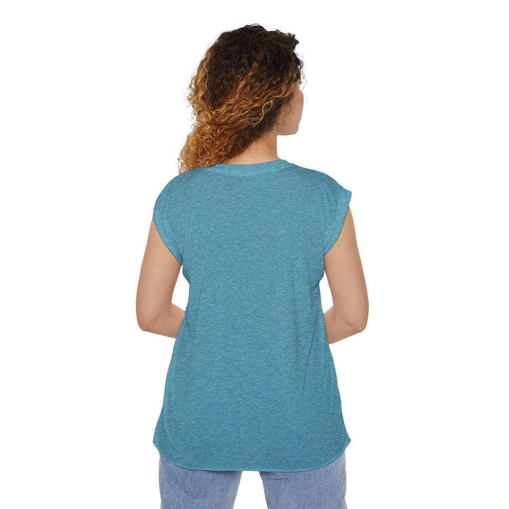 Bench. Press. Women’s Muscle Tee — Flowy Rolled Cuff Gym Top