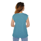 Bench. Press. Women’s Muscle Tee — Flowy Rolled Cuff Gym Top