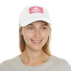 Distressed - Dad Hat with Leather Patch (Rectangle) - White Font