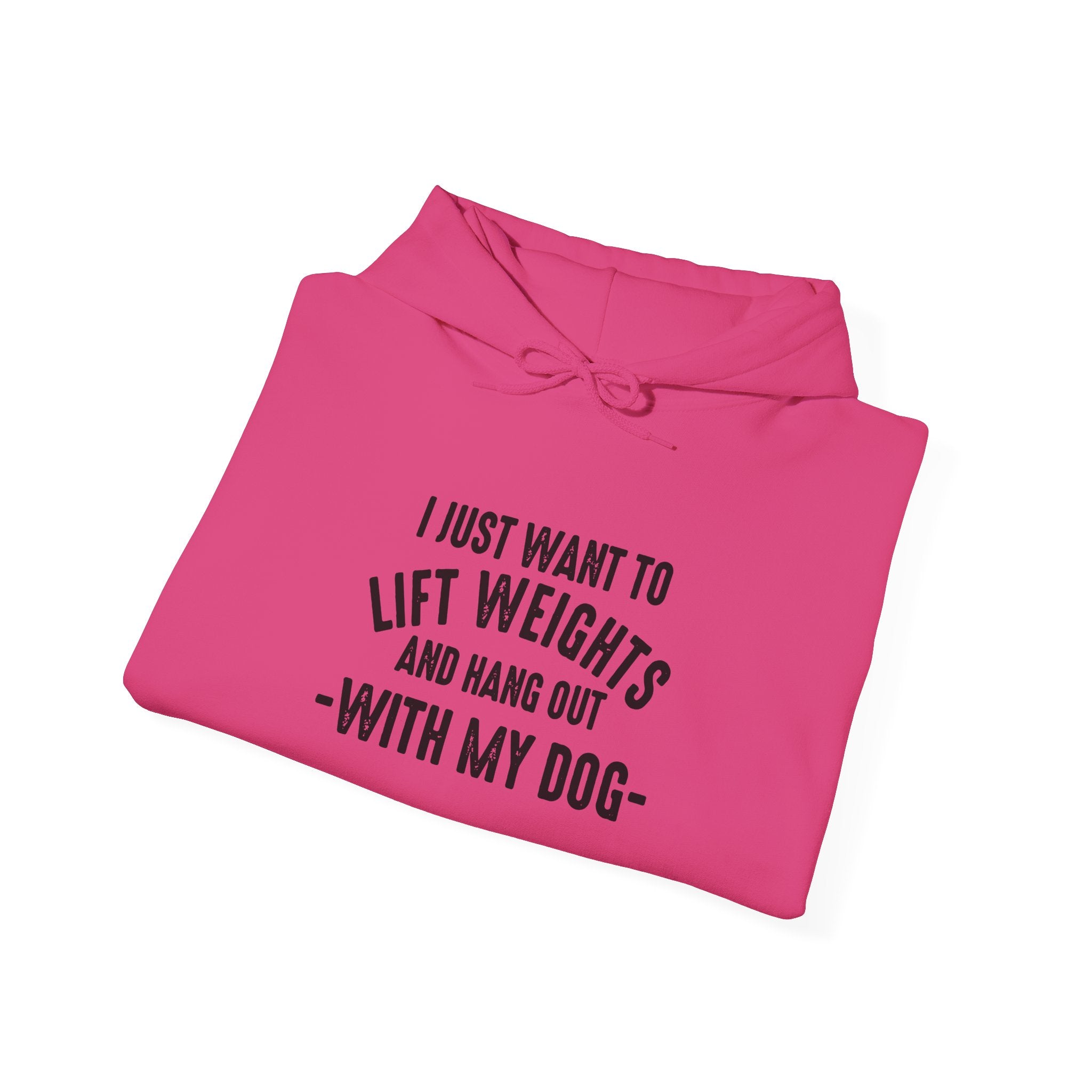 Lift Weights & Hang Out With My Dog  - Dark Logo  - Unisex Heavy Blend Hooded Sweatshirt - Front & Arm Logo Black