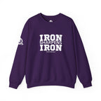 Iron Sharpens Iron - Unisex Heavy Blend™ Crewneck Sweatshirt - Front White Logo - Plain Back