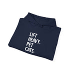 Lift Heavy Pet Cats - Unisex Heavy Blend Hooded Sweatshirt - White Logo