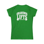 Grandma Lifts - Women's Softstyle Tee - White Logo Front & Back