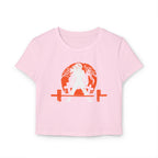 Women's Baby Tee - White Distressed Logo - Halloween Graveyard