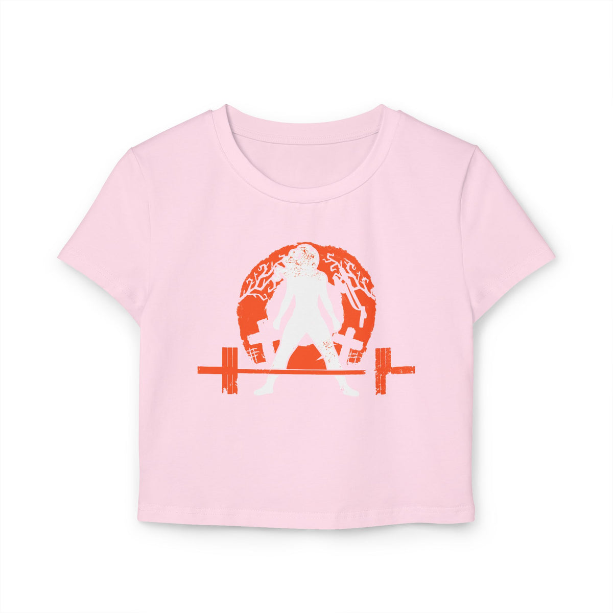 Women's Baby Tee - White Distressed Logo - Halloween Graveyard