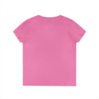 Ladies' V-Neck T-Shirt - Distressed Black Logo