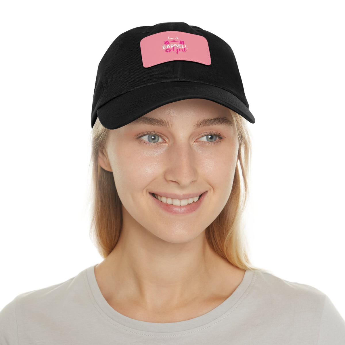 I'm A Barbell Girl - Dad Hat with Leather Patch (Rectangle)