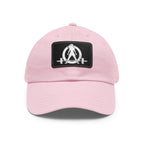 Distressed - Dad Hat with Leather Patch (Rectangle) - White Font