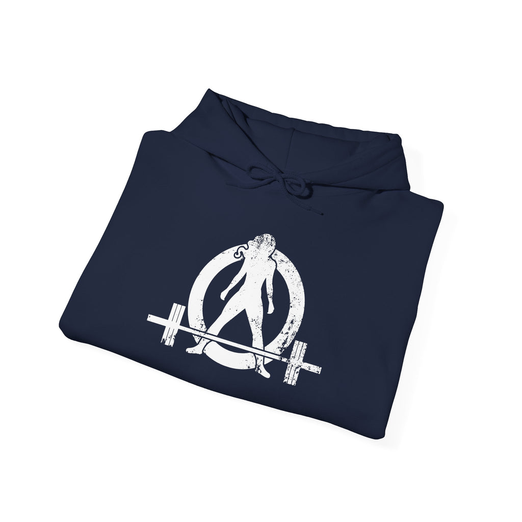 Distressed Logo - Unisex Heavy Blend Hooded Sweatshirt - White Logo - Plain Back  (BEST SELLER)