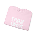 Iron Sharpens Iron - Unisex Heavy Blend™ Crewneck Sweatshirt - Front White Logo - Plain Back