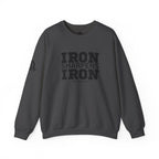 Iron Sharpens Iron - Unisex Heavy Blend™ Crewneck Sweatshirt - Front Black Logo - Plain Back