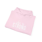 She is STRONG - Unisex Heavy Blend Hooded Sweatshirt - White Logo