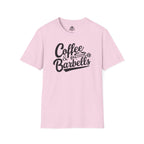 Coffee & Barbells - Unisex Softstyle T-Shirt - Black Print on Front Plain Back