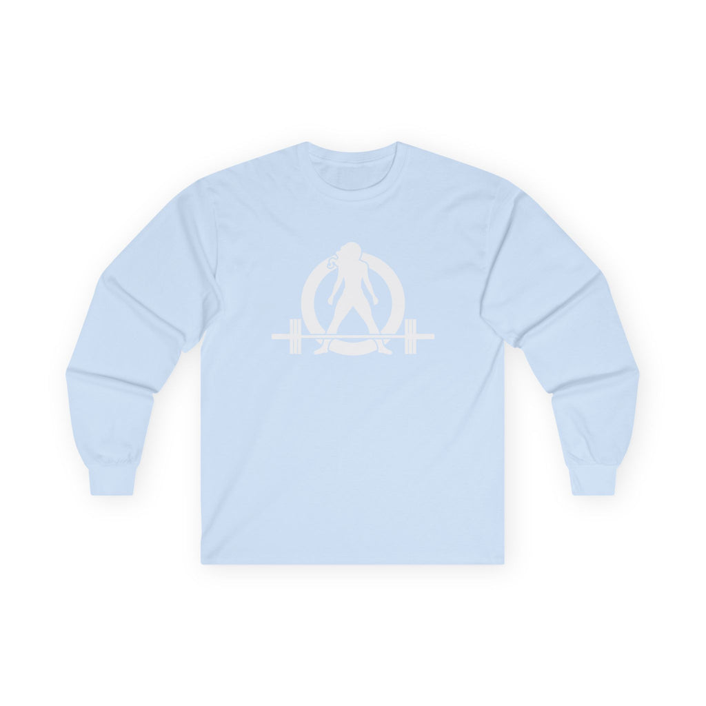 Lift Heavy Run Fast - Ultra Cotton Long Sleeve Tee - White Logo Front & Back