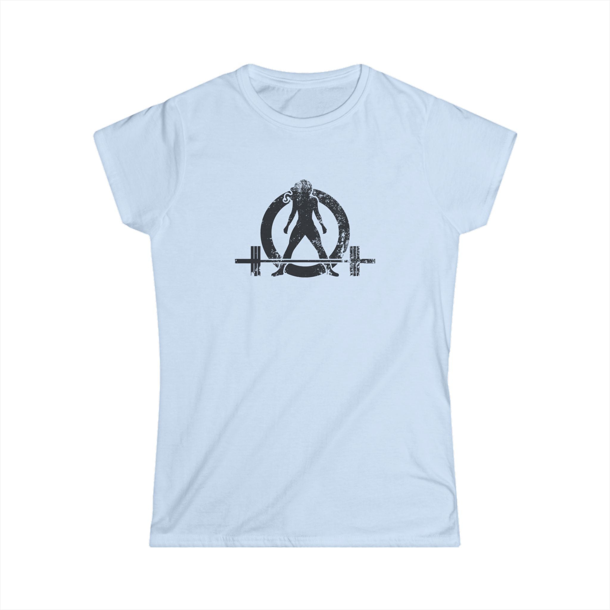 Strong Is Beautiful - Women's Softstyle Tee - Black Distressed Logo Front & Back
