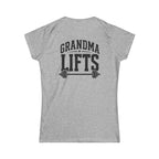 Grandma Lifts - Women's Softstyle Tee - White Logo Front & Back