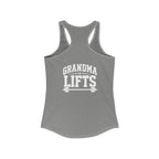 Grandma Lifts - Women's Ideal Racerback Tank - White Logo Front & Back