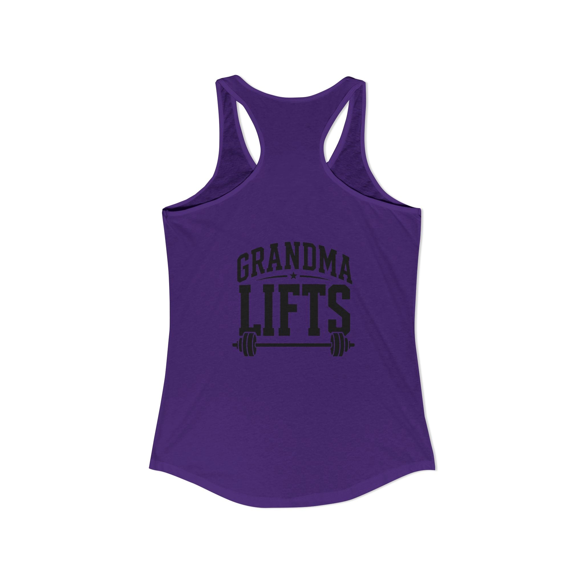 Grandma Lifts - Women's Ideal Racerback Tank - Black Logo Front & Back