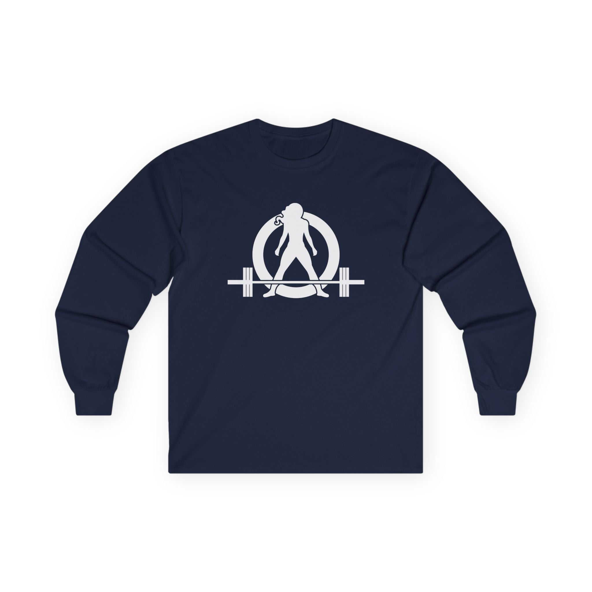 Lift Heavy Run Fast - Ultra Cotton Long Sleeve Tee - White Logo Front & Back