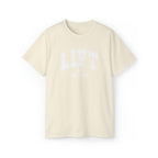 Lift Like A Girl - Unisex Ultra Cotton Tee - Front White Logo - Plain Back