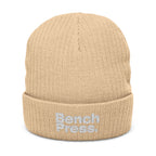 Bench Press Embroidered Ribbed Beanie – Workout Gym Hat