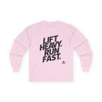 Lift Heavy Run Fast - Ultra Cotton Long Sleeve Tee - Black Logo Front