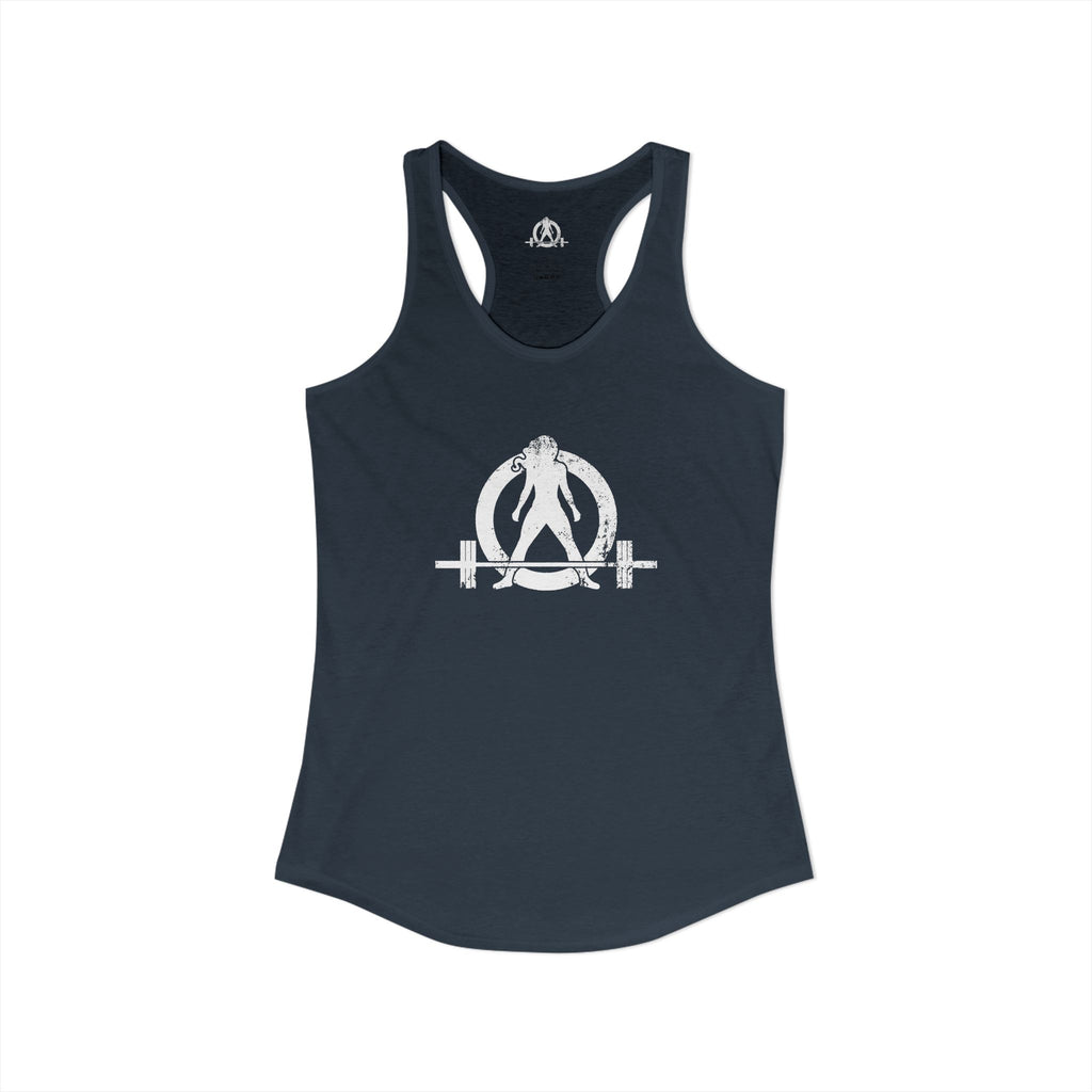 I Could Deadlift You - Women's Ideal Racerback Tank - White Logo - Front & Back Print