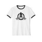 ALL I NEED IS COFFEE & A Barbell - Unisex Cotton Ringer T-Shirt - Black Logo Front & Back
