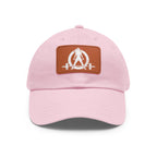 Distressed - Dad Hat with Leather Patch (Rectangle) - White Font