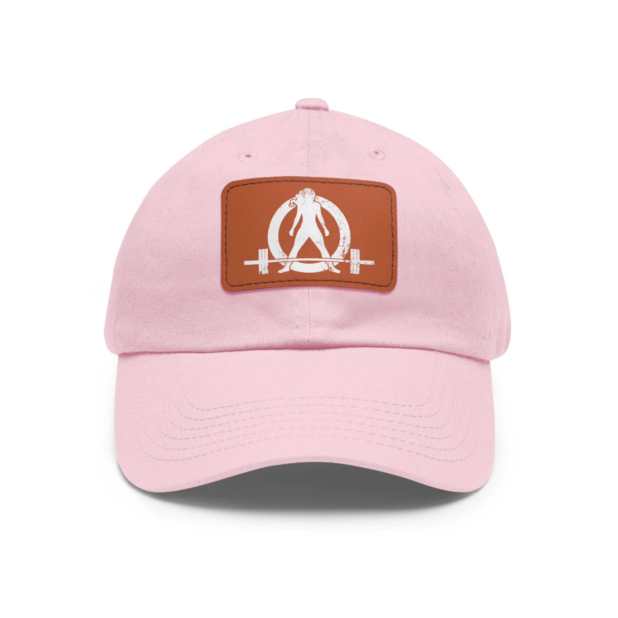 Distressed - Dad Hat with Leather Patch (Rectangle) - White Font