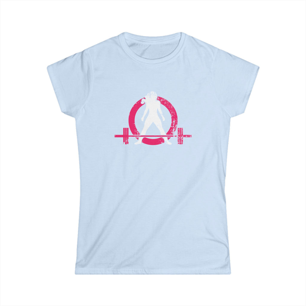 Women's Softstyle Tee - Distressed Inverted Color Logo Front - Plain Back