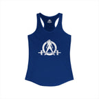 Cardio?  Lift Weights Faster - Distressed White Logo - Ideal Racerback Tank - Front & Back